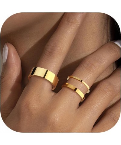 14K Gold Filled Band Rings for Women Gold Stackable Ring Set Thin Gold Ring Plain Pinky Thumb Midi Statement Band Ring Non Ta...