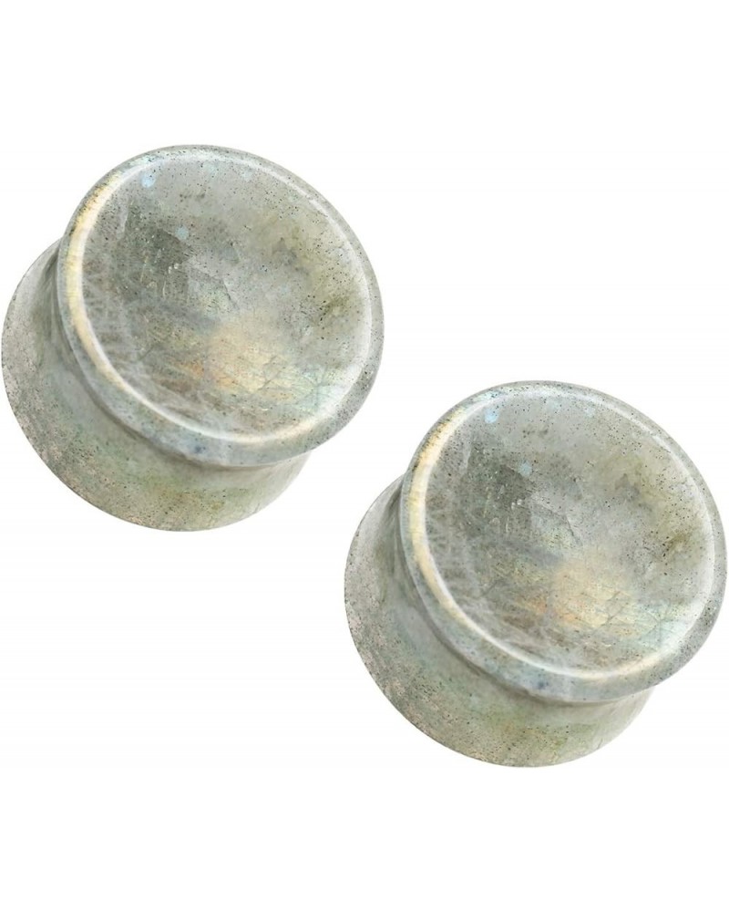 Natural White Labradorite Concave Stone Double Flared Saddle Plug Gauges, Sold as a Pair 8mm (0GA) $11.77 Body Jewelry