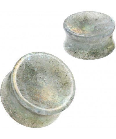 Natural White Labradorite Concave Stone Double Flared Saddle Plug Gauges, Sold as a Pair 8mm (0GA) $11.77 Body Jewelry