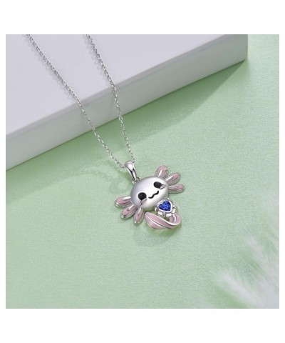 Axolotl Necklace 925 Sterling Silver Axolotl Pendant Cute Animal Jewelry Gift for Women Girls Daughter September Birthstone $...