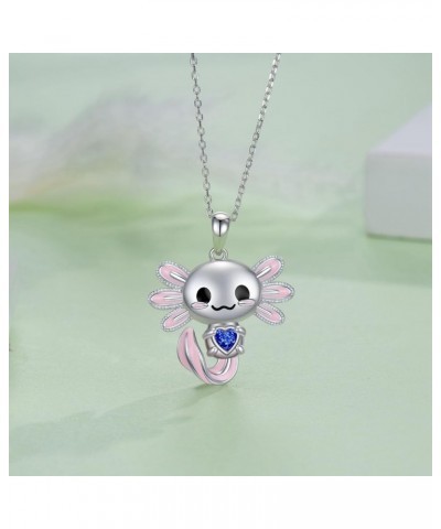 Axolotl Necklace 925 Sterling Silver Axolotl Pendant Cute Animal Jewelry Gift for Women Girls Daughter September Birthstone $...