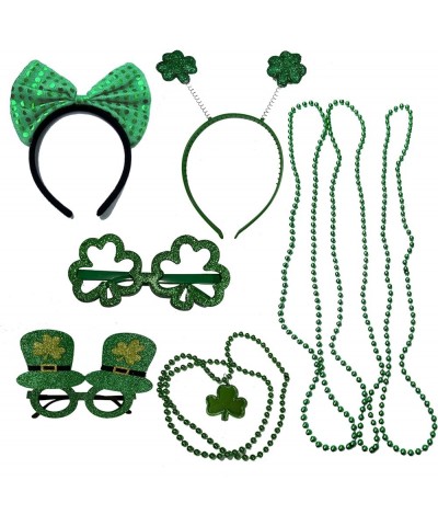 Women Mardi Gras Accessorie Outfit Adult St. Patrick's Day Party Costume Set with Tutu Headband Beads Necklace St Patrick Day...