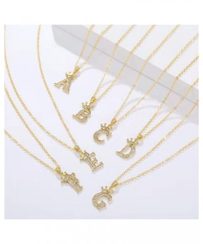 Gold Crown Initial Necklaces for Women Dainty Letter A-Z Pendant Necklace 18K Gold Plated Zirconia Letter Crown Choker Neckla...