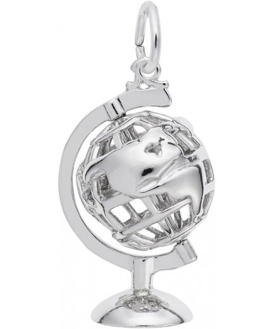 Globe 3D W Stand Charm Pendant Available in Gold or Sterling Silver White Gold 14K $28.60 Pendants