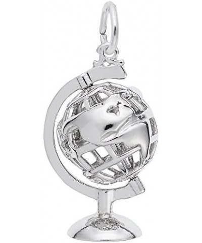 Globe 3D W Stand Charm Pendant Available in Gold or Sterling Silver White Gold 14K $28.60 Pendants