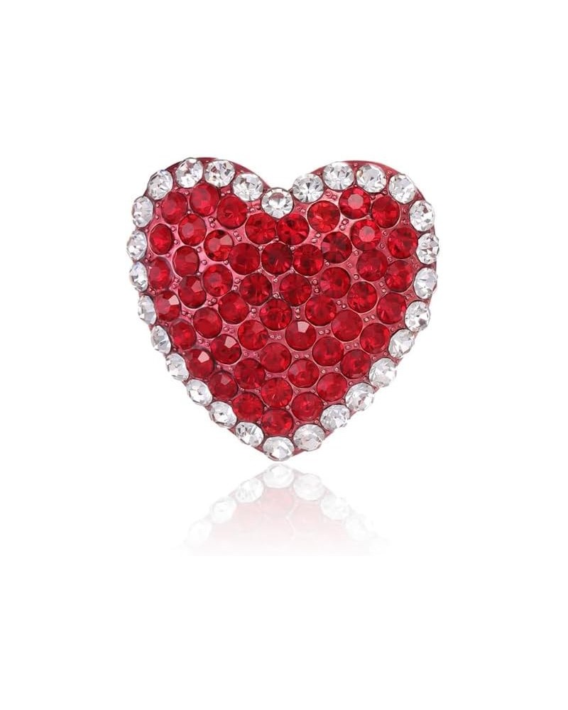 Elegant Ruby Red Rhinestone Love Heart Brooch Pin Shining Crystal Double Heart Lapel Pin Valentine's Day Mothers Gift B3:red ...