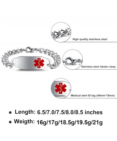 Medical Alert Bracelet for Women & Men | Engraved Medical Bracelet for Men | Stainless Steel Medical ID Bracelets for Elderly...