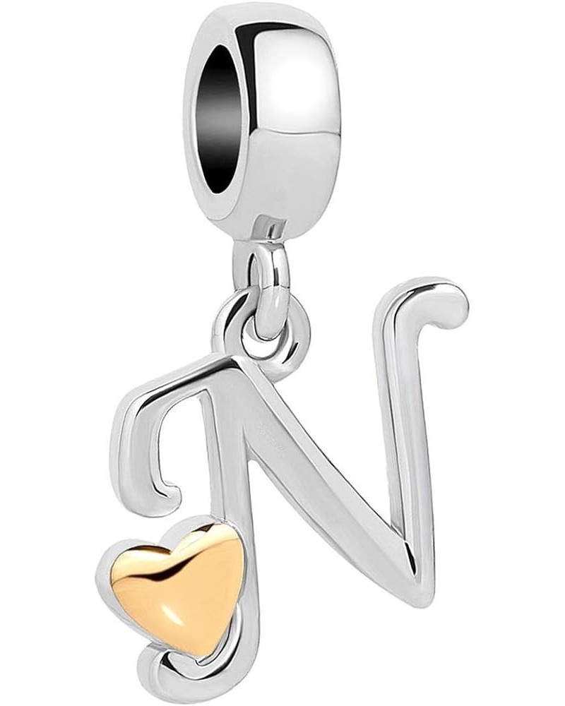 Women Alphabet Initial Charm Compatible with Pandora Bracelets Letter A to Z Beads Dangle Pendant N $8.54 Bracelets