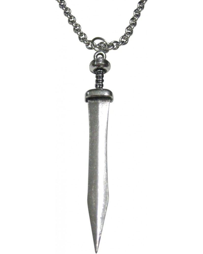 Silver Toned Sleek Sword Pendant Necklace $20.00 Necklaces