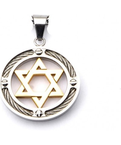 Jewish Star, Steel Gold IP Star of David with Cable Inlayed in Circle Pendant PENDANT ONLY $47.50 Necklaces