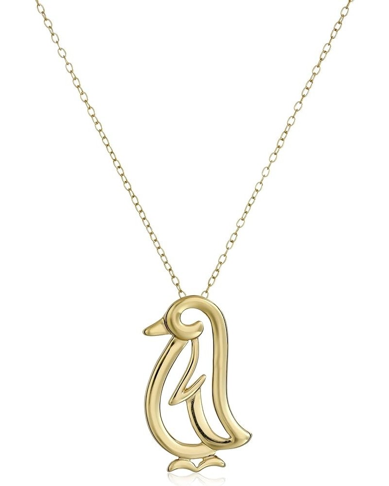 18K Yellow Gold, 14K Rose Gold or Rhodium Plated 925 Sterling Silver Cutout Penguin Pendant Necklace, 18 Yellow Gold $13.12 N...