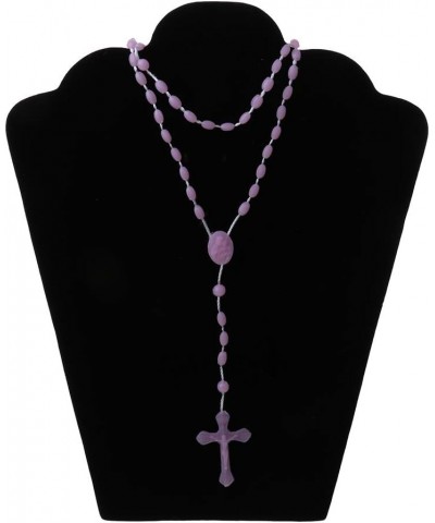 1pc Luminous Rosary Necklace,Glow in The Dark Cross Y Necklaces,Plastic Rosary Beads Catholicism Prayer Beads Religious Rosar...