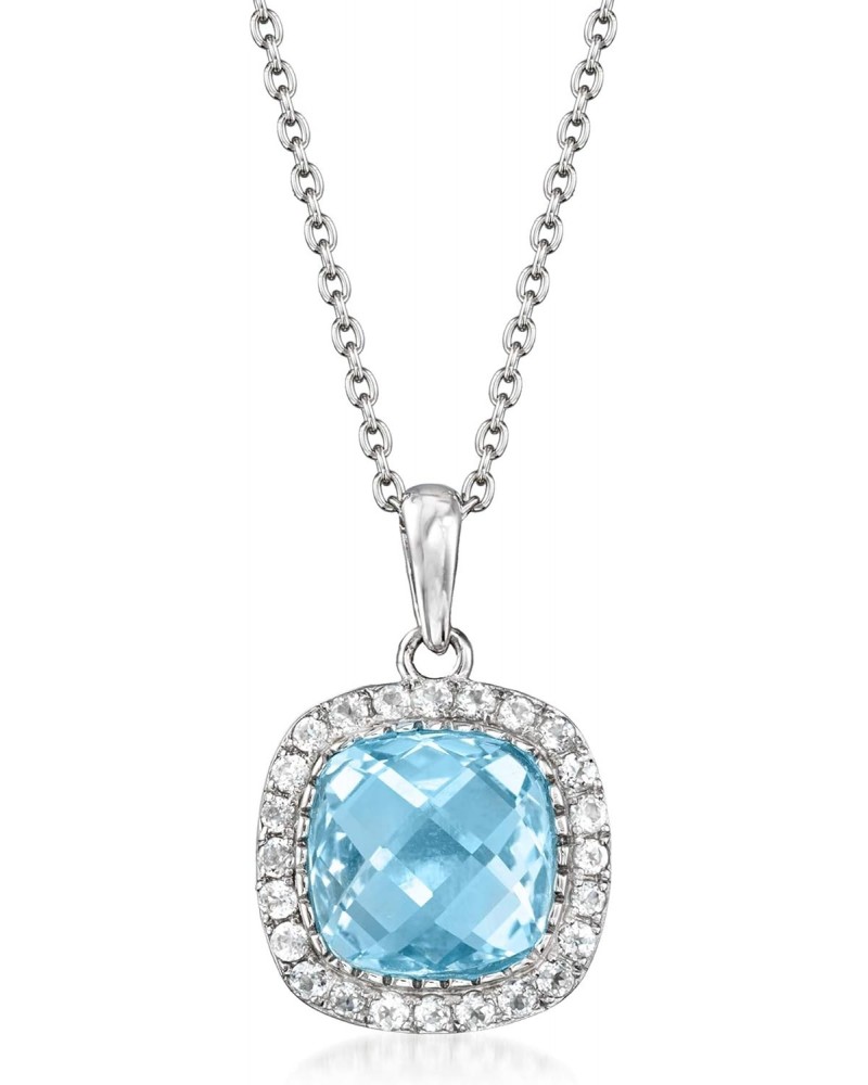 7.50 Carat Sky Blue Topaz and .90 ct. t.w. White Topaz Pendant Necklace in Sterling Silver. 18 inches $77.08 Necklaces