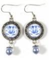 'Delftware Lover', Various Blue and White Delftware Cabochon Dangle Earrings Tulip $13.97 Earrings