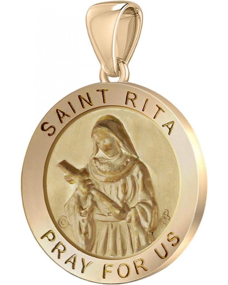 Ladies Hollow 14k Yellow Gold Saint Rita Pendant, 18mm $56.70 Pendants