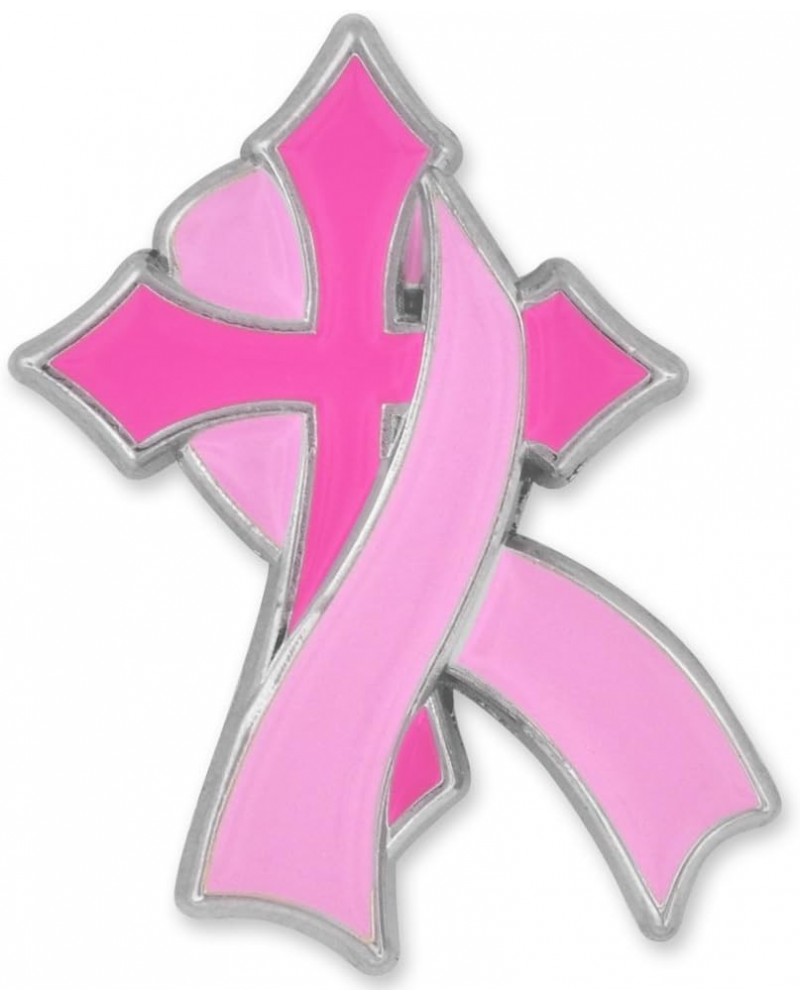 Breast Cancer Awareness Enamel Lapel Pin 1 Piece Ribbon and Cross $71.55 Brooches & Pins