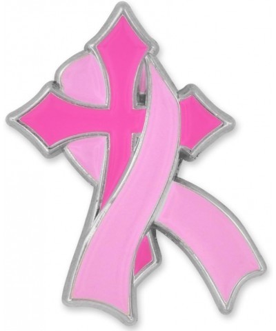 Breast Cancer Awareness Enamel Lapel Pin 1 Piece Ribbon and Cross $71.55 Brooches & Pins