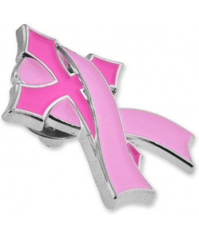 Breast Cancer Awareness Enamel Lapel Pin 1 Piece Ribbon and Cross $71.55 Brooches & Pins