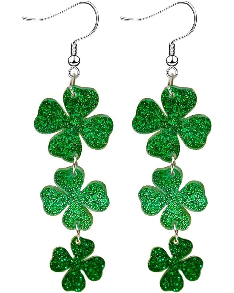 St. Patrick's Day Earrings for Women Girls,Irish Shamrock Acrylic Dangle Earrings, Green Hat Clover Horseshoe Drop Earrings f...