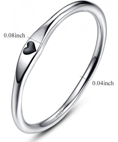 925 Sterling Silver Simple Carve Heart Wedding Band Stackable Promise Ring for Her Size 5-10 8.5 2 PCS Silver-Black&Rose Gold...