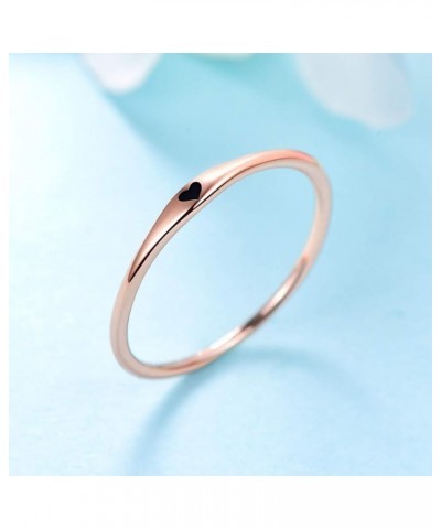 925 Sterling Silver Simple Carve Heart Wedding Band Stackable Promise Ring for Her Size 5-10 8.5 2 PCS Silver-Black&Rose Gold...