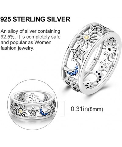 Silver Ring 925 Silver Rings for Women Colorful Cubic Zirconia Ring Wide Set Ring for Women Fashion Ring as Gift Ring Sterlin...