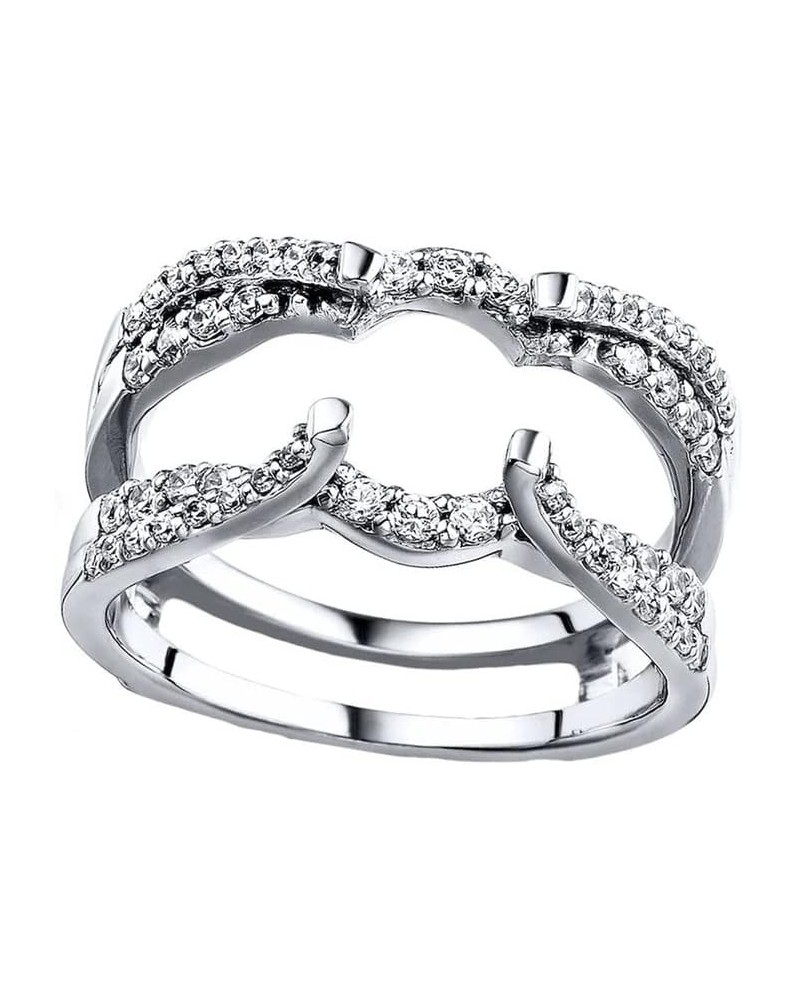 2.22 Ct Round Cut Moissanite 14K White Gold Over Elegant Enhancer Wrap Guard Ring For Women's $53.72 Rings