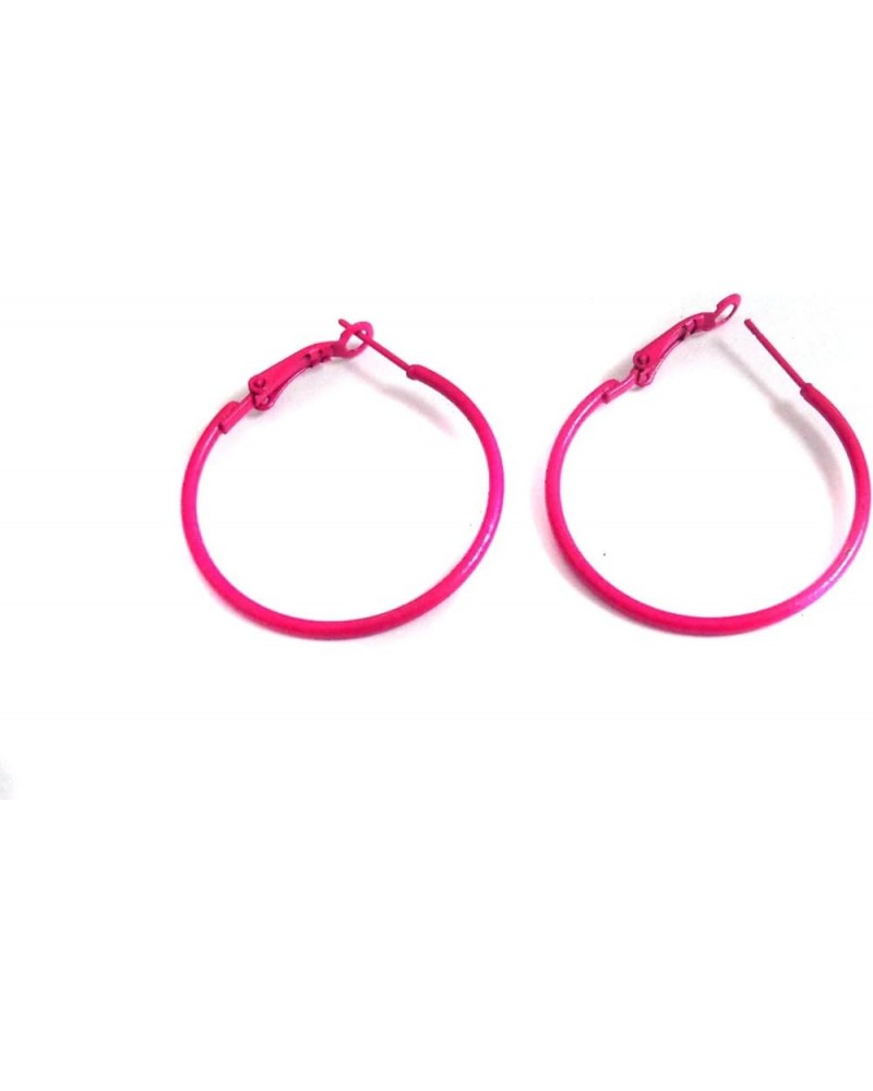 Color Hoop Earrings Simple Thin Hoop Earrings 2 Inch Hoop Earrings Pink $7.40 Earrings