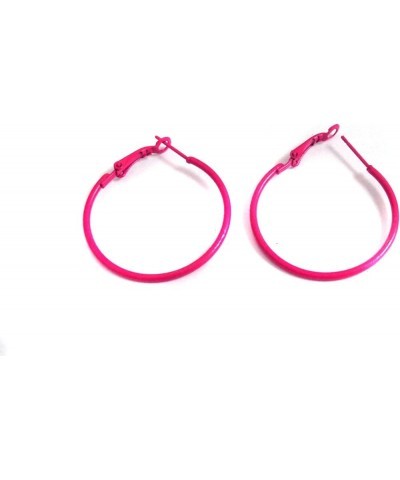 Color Hoop Earrings Simple Thin Hoop Earrings 2 Inch Hoop Earrings Pink $7.40 Earrings