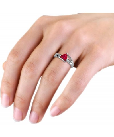 Trillion Cut Lab Created Ruby & Diamond 1.34 ctw Women Engagement Ring 14K Gold white-gold $234.67 Rings