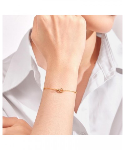 18kt Gold Bracelet for Women, 18K Gold Bracelet Dainty Jewelry Fashion Double Circle Infinity Rose Gold Link Bracelet for Tee...