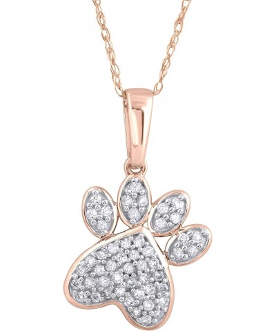 10K Gold 1/5Ct TDW Diamond Dog Puppy Kitten Cat Paw Print Pendant Necklace, Dog jewelry for Women Girls (I-J, I2) Rose Gold $...