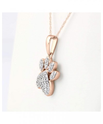 10K Gold 1/5Ct TDW Diamond Dog Puppy Kitten Cat Paw Print Pendant Necklace, Dog jewelry for Women Girls (I-J, I2) Rose Gold $...