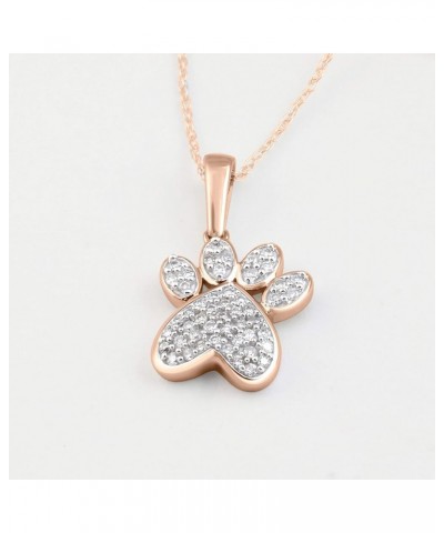 10K Gold 1/5Ct TDW Diamond Dog Puppy Kitten Cat Paw Print Pendant Necklace, Dog jewelry for Women Girls (I-J, I2) Rose Gold $...