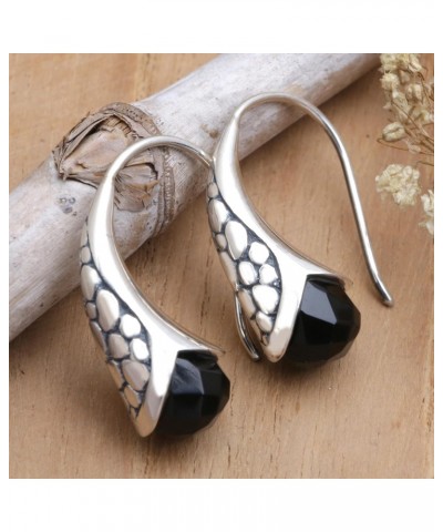 Artisan Handmade Onyx Drop Earrings .925 Sterling Silver Indonesia Tone Black Gemstone Birthstone 'Midnight Spell' $15.54 Ear...