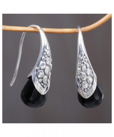 Artisan Handmade Onyx Drop Earrings .925 Sterling Silver Indonesia Tone Black Gemstone Birthstone 'Midnight Spell' $15.54 Ear...