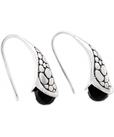 Artisan Handmade Onyx Drop Earrings .925 Sterling Silver Indonesia Tone Black Gemstone Birthstone 'Midnight Spell' $15.54 Ear...