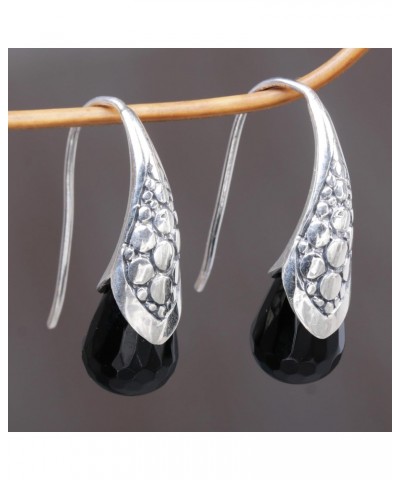 Artisan Handmade Onyx Drop Earrings .925 Sterling Silver Indonesia Tone Black Gemstone Birthstone 'Midnight Spell' $15.54 Ear...