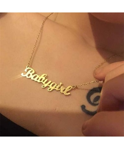 Stainless Steel Dainty Letter Babygirl Letter Charm Pendant Necklace Gift for Girls And Women babygirl-gold $8.09 Necklaces