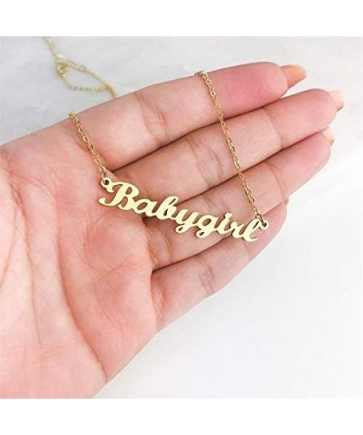 Stainless Steel Dainty Letter Babygirl Letter Charm Pendant Necklace Gift for Girls And Women babygirl-gold $8.09 Necklaces