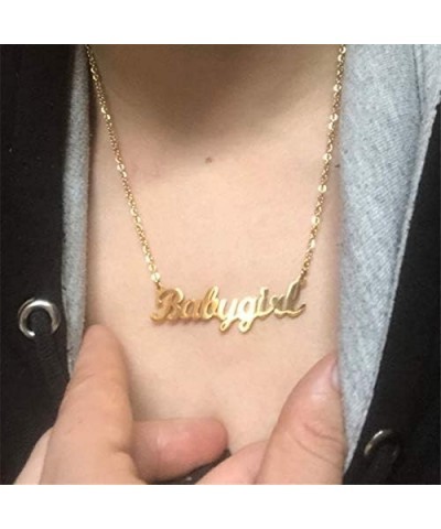 Stainless Steel Dainty Letter Babygirl Letter Charm Pendant Necklace Gift for Girls And Women babygirl-gold $8.09 Necklaces