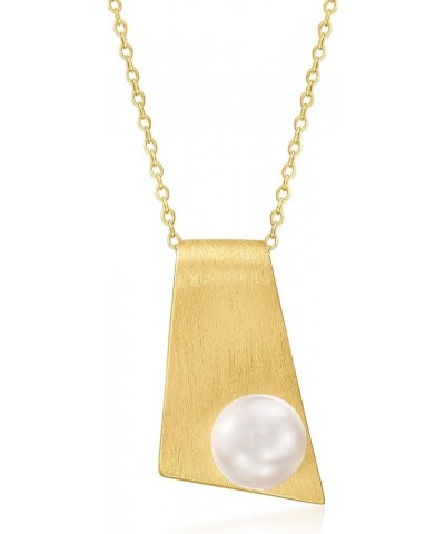 8-8.5mm Cultured Pearl Bar Pendant Necklace in 18kt Gold Over Sterling 20.0 Inches $42.00 Necklaces