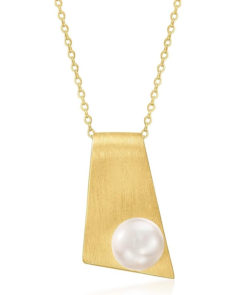 8-8.5mm Cultured Pearl Bar Pendant Necklace in 18kt Gold Over Sterling 20.0 Inches $42.00 Necklaces