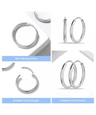 Sterling Silver Hoop Earrings, Hypoallergenic Polished Endless Circle Hoops 18K Gold Jewelry Gifts for Women Girls 20mm/30mm/...