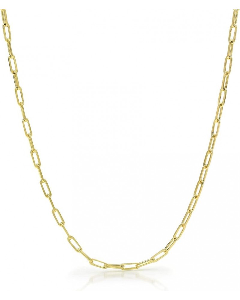 10k Yellow Gold 2mm Paperclip Elongated Rolo Cable Link Chain Pendant Necklace, Womens Jewelry 16" 18" 20" 22" 24 24 $50.40 N...