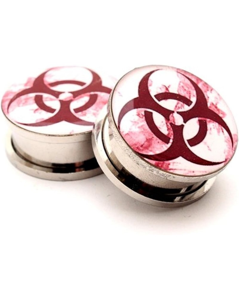 Screw on Plugs - Biohazard Style 2 Picture Plugs - Sold As a Pair 4g (5mm) $10.13 Body Jewelry