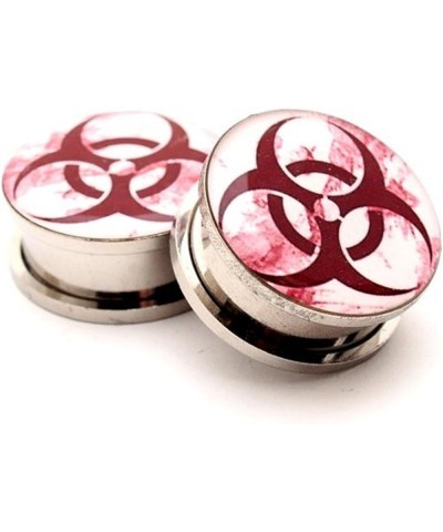 Screw on Plugs - Biohazard Style 2 Picture Plugs - Sold As a Pair 4g (5mm) $10.13 Body Jewelry