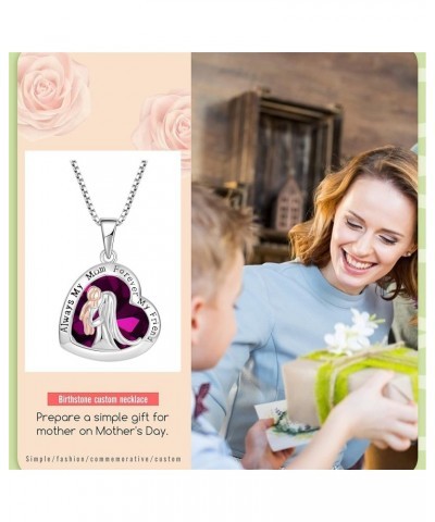 Mother Daughter Necklace 925 Sterling Silver Love Heart Necklace Birthday Gifts from Daughter Birthstone Always My Mother For...