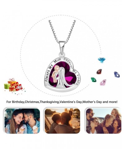 Mother Daughter Necklace 925 Sterling Silver Love Heart Necklace Birthday Gifts from Daughter Birthstone Always My Mother For...