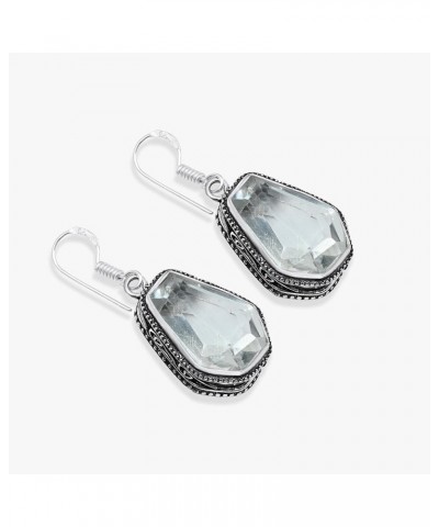 Silver Plated Earring | Unique 4 cm cm Coffin Shape Gemstone Earring| Fashion Jewelry for Women, Girls, and Gifts Coffin Whit...